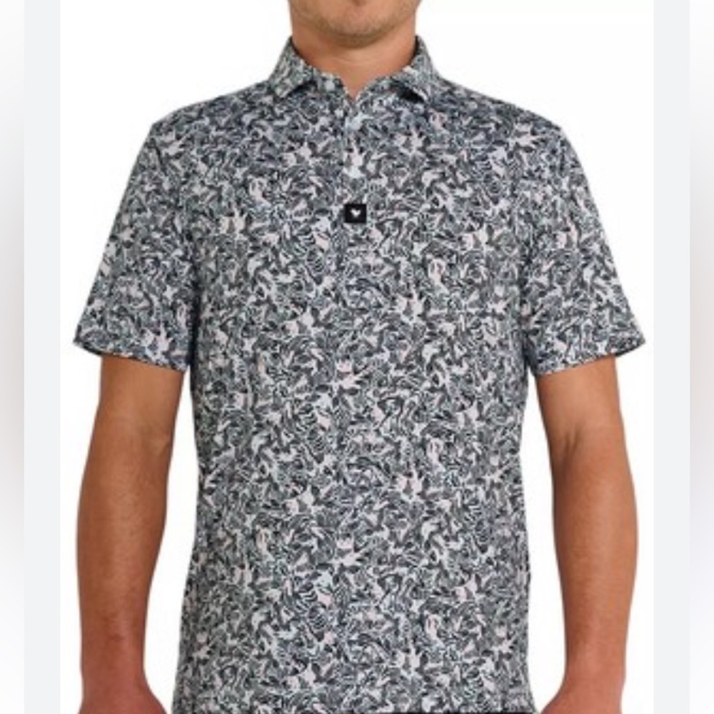 Bad Birdie Men’s Koi Fish Golf Athletic Polo Short Sleeve Shirt Top Size 2XL
